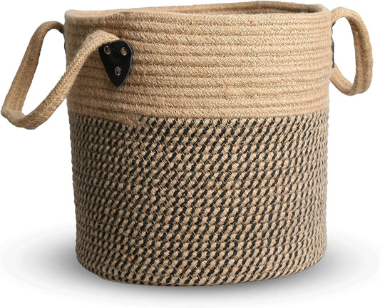 Jute Rope Basket 12"X 12" Woven Plant Basket with Handles for 8"-11" Plant Pots,Boho Indoor Planters Cover,Multifunctional Basket for Outdoor Plants、Artificial Plant、Picnic、Storage