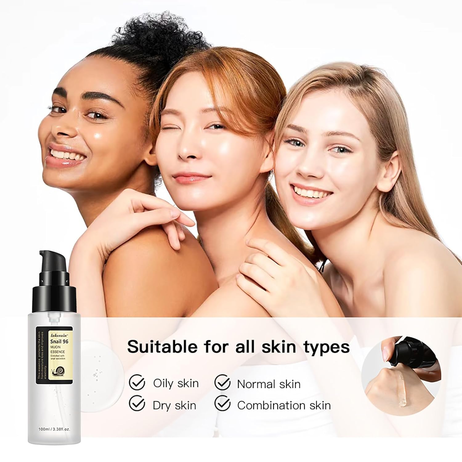 100ml Snail Mucin 96% Power Repairing Essence - Hydrating Serum for Face with Snail Secretion Filtrate for Dull Skin & Fine Lines - Suitable for All Skin Types