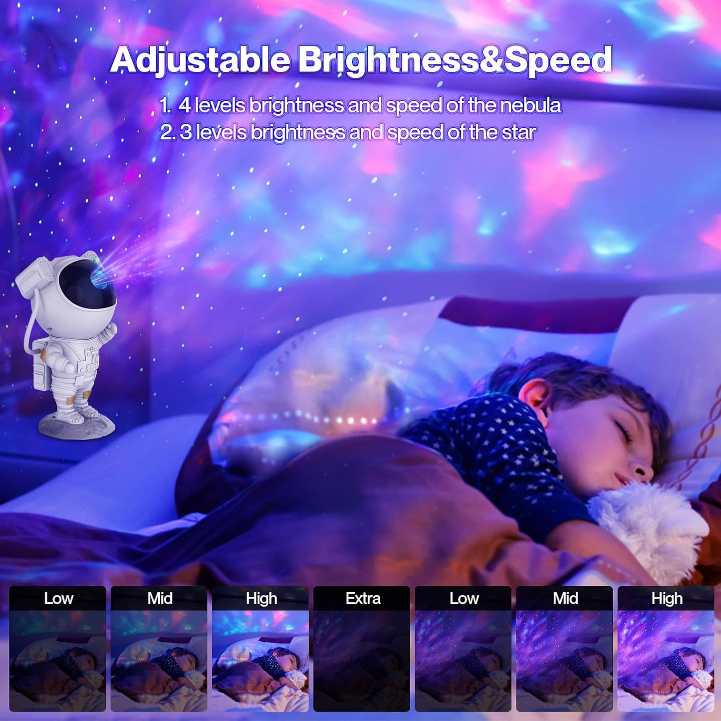 Astronaut Star Projector, Galaxy Projector Night Light, Astronaut Starry Nebula Ceiling Projection Lamp with Timer & Remote, Christmas Gift for Kids Adult for Bedroom, Room Decor, Party, Gaming Room